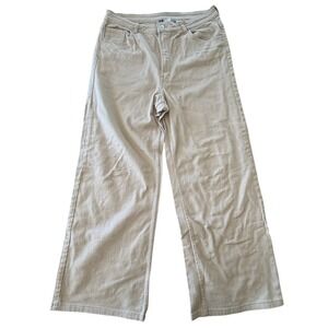 H&M Divided‎ Wide Leg Jeans Womens 14 Beige Minimalist Casual Everyday Normcore